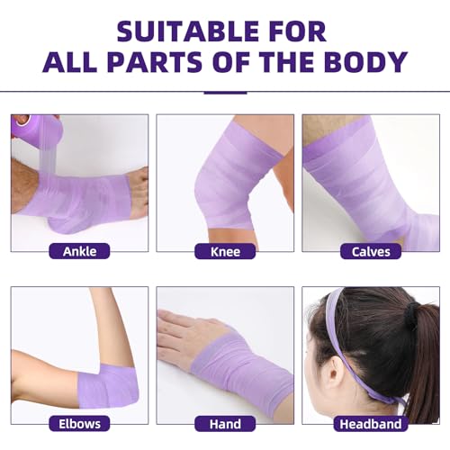 Image of OK TAPE Pre Wrap Tape (4-Rolls, 120 Yards) - Athletic Foam Underwrap for Sports, Protect for Ankles Wrists Hands and Knees, 2.75 Inches - Purple
