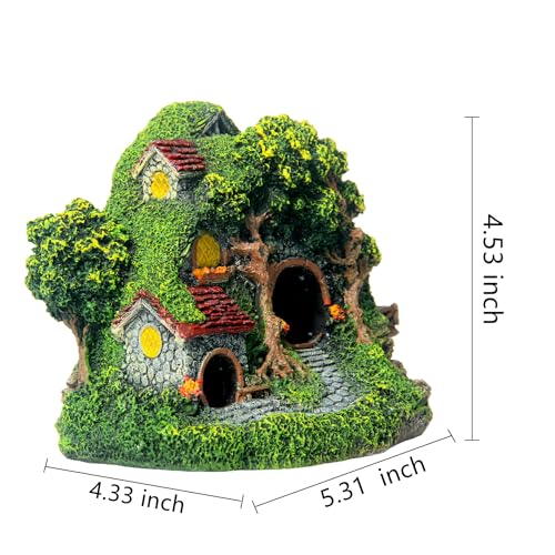 Image of RVQIGYP[Magic Underwater Cabin Fish Tank Landscaping Hobbit House Decoration | Handmade Resin Material Waterproof and Anti-Fading | Fairy Tale Style Aquarium Landscaping Give Away Water Plants