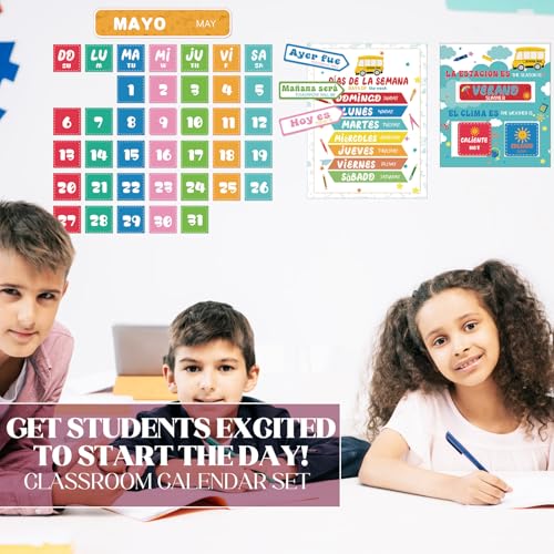 Calendrier de salle de classe espagnol pour apprendre le temps sans écran - 7