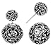 She Lian Vintage Hollow out Womens Double Side Round Ball Stud Earrings(Antique Silver Tone)