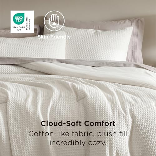 Image of Bedsure King Waffle Comforter Set Cream, Soft and Breathable Bedding Set | Durability, Breathable, Home Decor Gift, Cozy For Bedroom, Easy Care, OEKO, Polyester, Modern