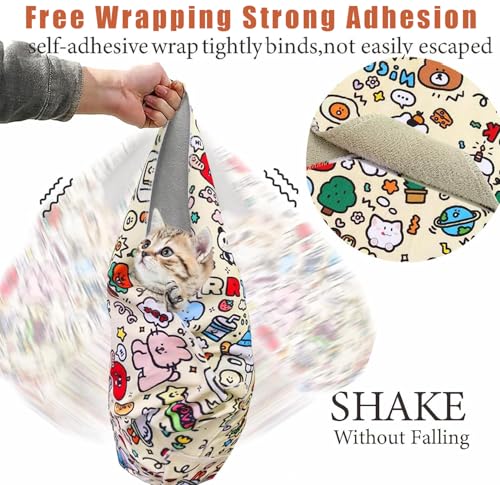 Image of 35.5'' Cat Grooming Wrap with Nails Clipper | Self-Adhesive, Anti-Escape Calming Swaddle, Soft Fabric, Comfortable & Reusable, For Cutting Nails, Ear Cleaning, Medication