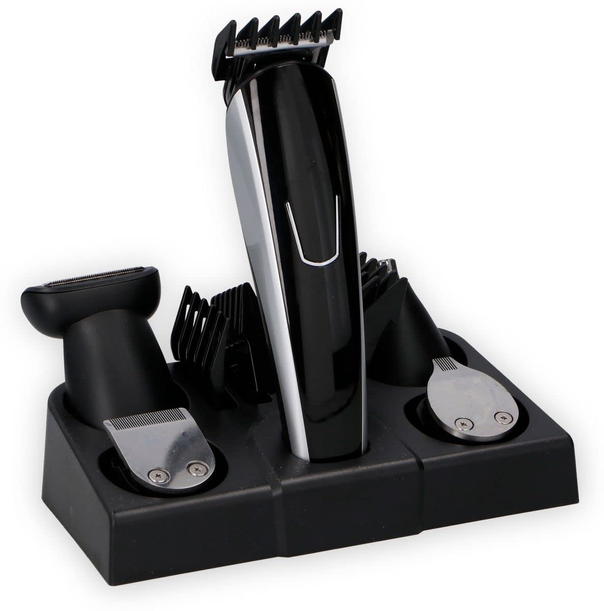 Dunlop Rasoio Taglia Capelli Trimmer Elettrico Regola Barba 5 in 1 Ricarica USB 4 pettini, Nero