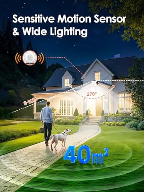 PIKOY[318 LED/33FT/5 Modes Solar Lights Outdoor Waterproof, Remote Motion Sensor Outdoor Lights, Ip65 L¨¢mparas Luces Solares para Patio,Led Solar Powered Flood Lamp for Backyard,House,Porch,Garage