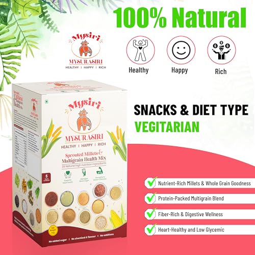 Mysiri Mysurasiri Health Mix | 100% Natural Porridge | Sprouted millets, grains & pulses |39 Superfood Ingredients | Chemical-Free, Zero Sugar | High Protein Traditional Sathu Maavu | 1 KG