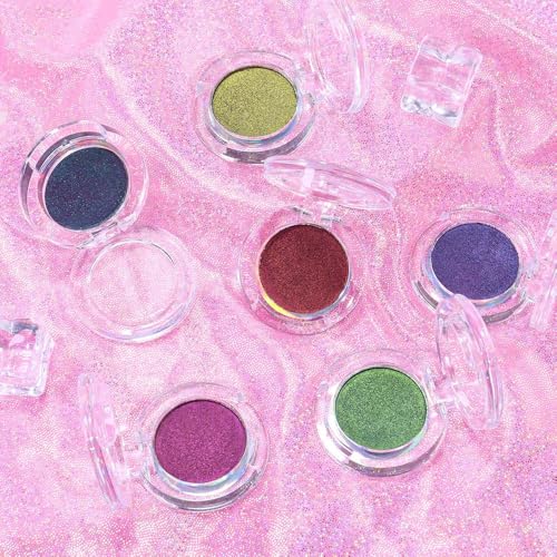 evpct Teal Blue Purple Glitter Eyeshadow Makeup Palette, Duochrome Chameleon chromatic Duo Chrome Multichrome Shimmer Metallic Gothic festival Single Eye shadow Palette Makeup for Older Women