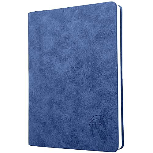 LeStallion Dark Navy Blue Notebook - 120GSM Fountain Pen Friendly Blue Journal - 210 Numbered Pages, Table Contents | A5 Soft Cover Faux Leather Journal | High End Luxury Notebook For Writing