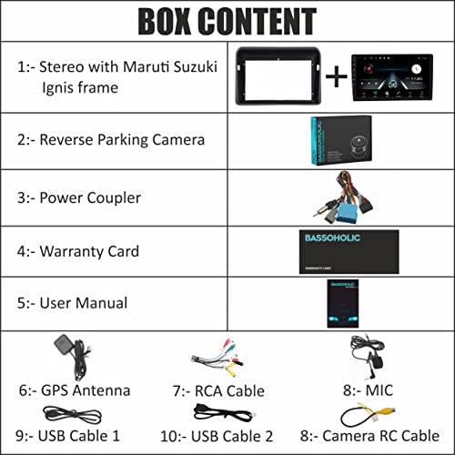 Image of 9 Inches Advanced Car Radio Receiver Android System for Maruti Ignis with 2GB /32GB RAM & ROM, Gorilla Glass /Full HD Display /WiFi /GPS /Steering Wheel Connectivity and HD Parking Camera
