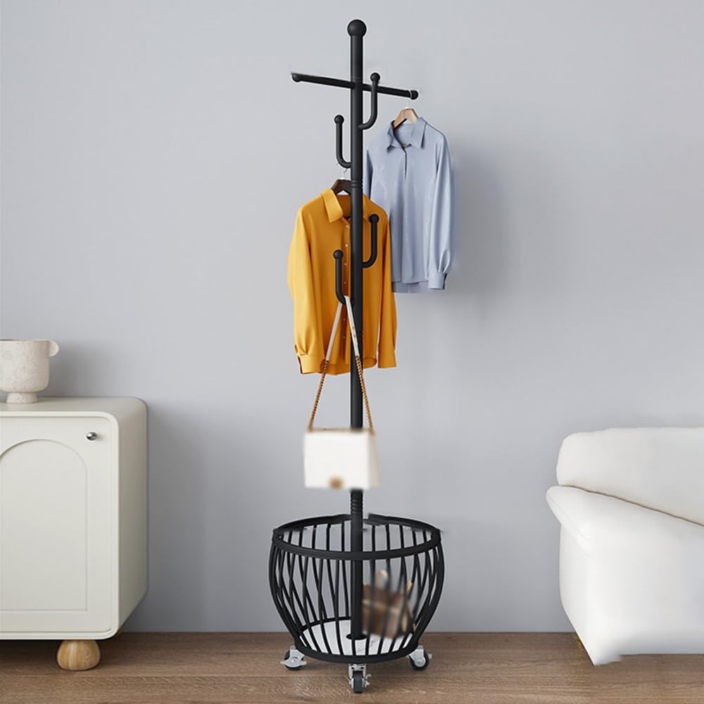 Zyyanshop Black Coat Rack Tree Coat Rack Floor Bedroom Hanger Household Clothes