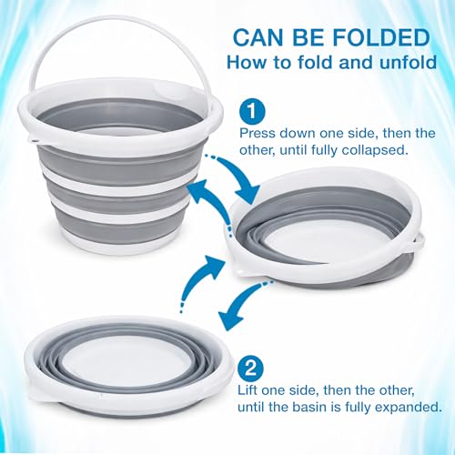 Image of Collapsible Buckets for Cleaning 2.6 Gallons 10L Foldable Bucket Collapsible Beach Cleaning Bucket for Bath Collapsible Bucket with Handle Folding Bucket Foldable Bucket Collapsible Water Bucket