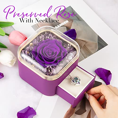 NEWNOVE-Preserved-Real-Purple-Rose-with-Angle-Wings-Necklace-Forever-Flowers-Gifts-for-Mom-Grandma-Wife-Girlfriend-Anniversary-or-Birthday-Gifts-for-Her-Women NEWNOVE Preserved Real Purple Rose with Angle Wings Necklace Forever Flowers Gifts for Mom Grandma Wife Girlfriend Anniversary or Birthday Gifts for Her Women