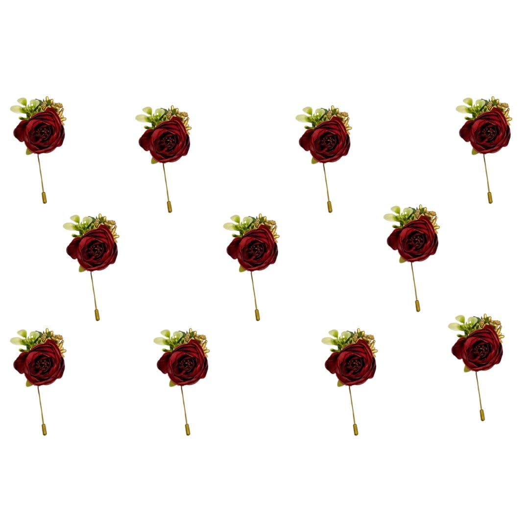SATYAM KRAFT 12 Pcs Artifical Flower stylish Brooches Pin for Men & Women brooch mens coat jewellery accessories blazer stylish brooches used for sherwani pins girls broch ladkiwale (Red) (B0CP2FLVD5) Amazon Price History, Amazon Price Tracker