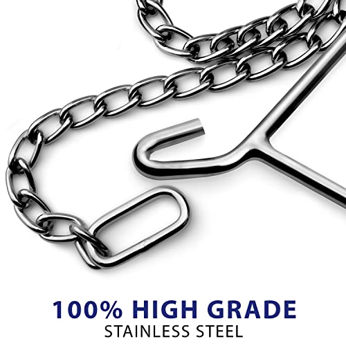 Image of Durable OB Handle Apparatus with 2 Handle Puller Hooks and 2 Chains - Stainless Steel for Cow, Goat, and Cattle Delivery Instruments on Dairy Farms, 45 Inch