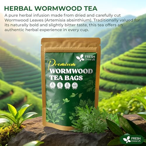 Image of FreshDrinkUS, Premium Wormwood Tea - 135 Tea Bags - Handcrafted Herbal Blend, Caffeine-Free - Smooth Taste & Naturally Refreshing.