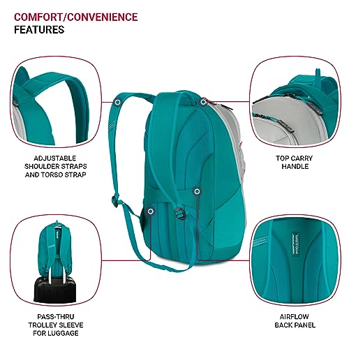 SwissGear 8175 Laptop Backpack, Teal/Light Grey Heather, 18 Inches2