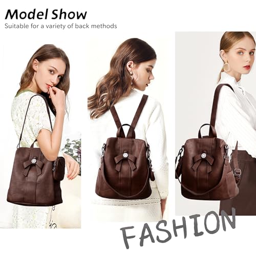 Image of ZOCAI Backpack Purse for Women Fashion Backpack Purses PU Leather Daypacks Anti-Theft Shoulder Bag Satchel Purse