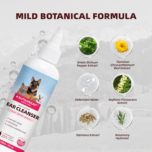 Image of Ear Cleanser 150ml /5 fl.oz for Dogs, Cats and Livestock Cleanses Ear Canal Reduces Ear Odor Twin Pack