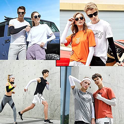 Image of TriLok Cooling Arm Sleeves with Thumb Hole for UV Protection - Unisex Outdoor Sports Arm Cover