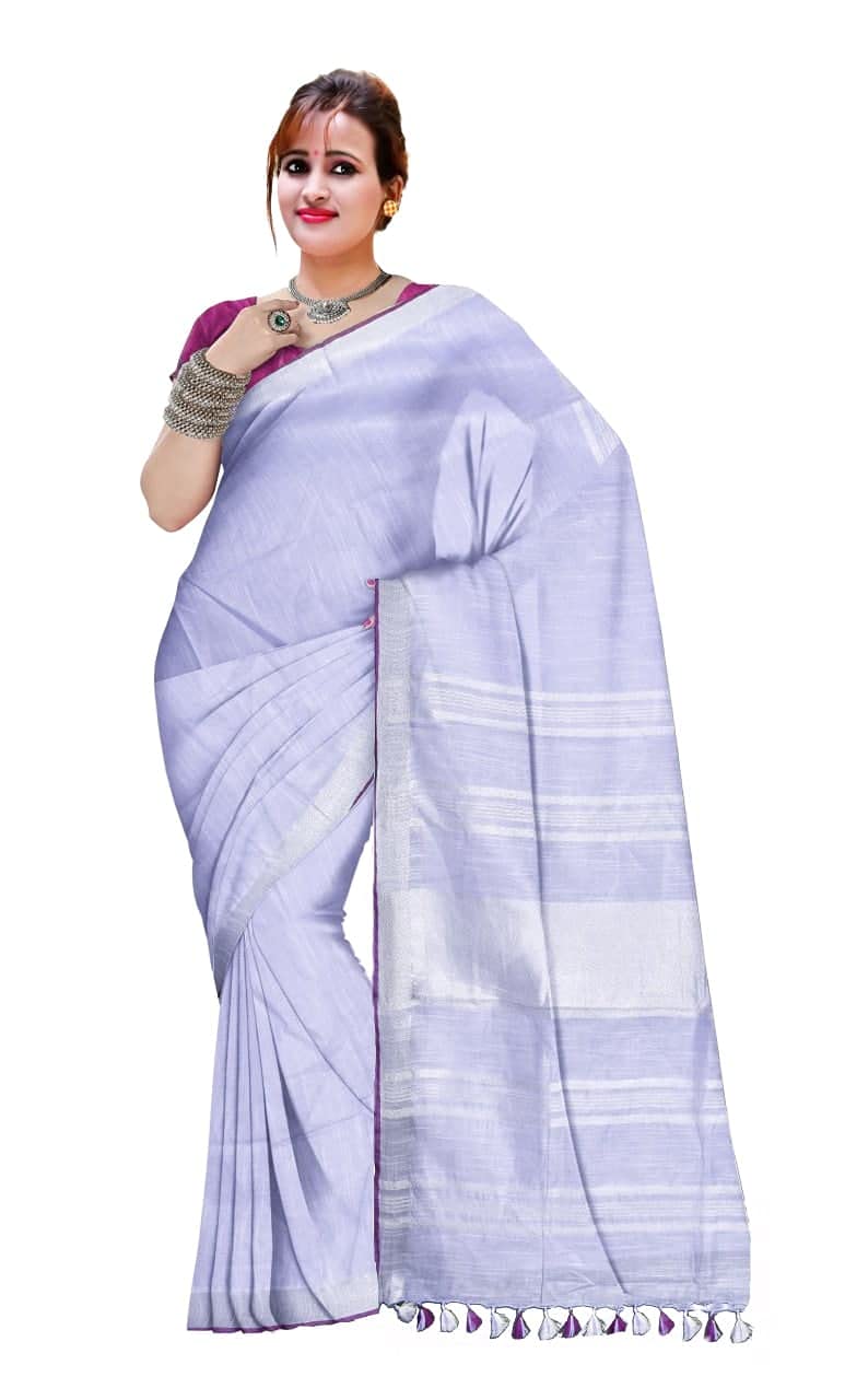 Cozy Linen Blended Handloom Saree (purple)