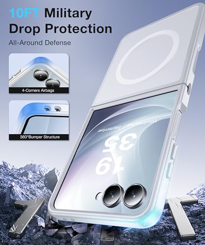 Image of NO.1 Magnetic for Samsung Galaxy Z Flip 7 Case Compatible with MagSafe [Military Grade Drop Tested][Translucent Matte][Anti-Fingerprint] Soft Silicone Bumper for Samsung Flip 7 Case Slim,White