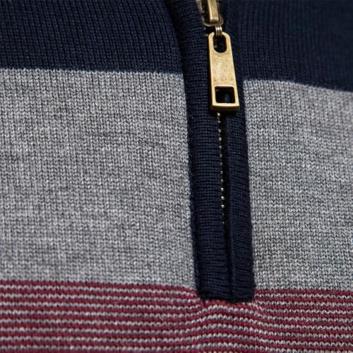Men's patchwork pullover cotton casual zipper small turtleneck sweater for men winter warm sweater2