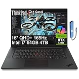 Lenovo ThinkPad P1 Mobile Workstation Laptop (16' 2K 165Hz, Intel 14-Core i7-13800H, 64GB DDR5, 4TB SSD, NVIDIA RTX A1000 6GB) 2 x Thunderbolt 4, Fingerprint, Backlit, IR Webcam, IST Hub, Win 11 Pro