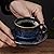 JIEMEI HOME Porcelain Stackable Espresso Cups with Saucers and Metal Stand,4 Ounce Demitasse Cups for Coffee Drinks, Latte, Tea - Set of 6, Stackable Espresso Mugs, Reactive Glaze, Bule