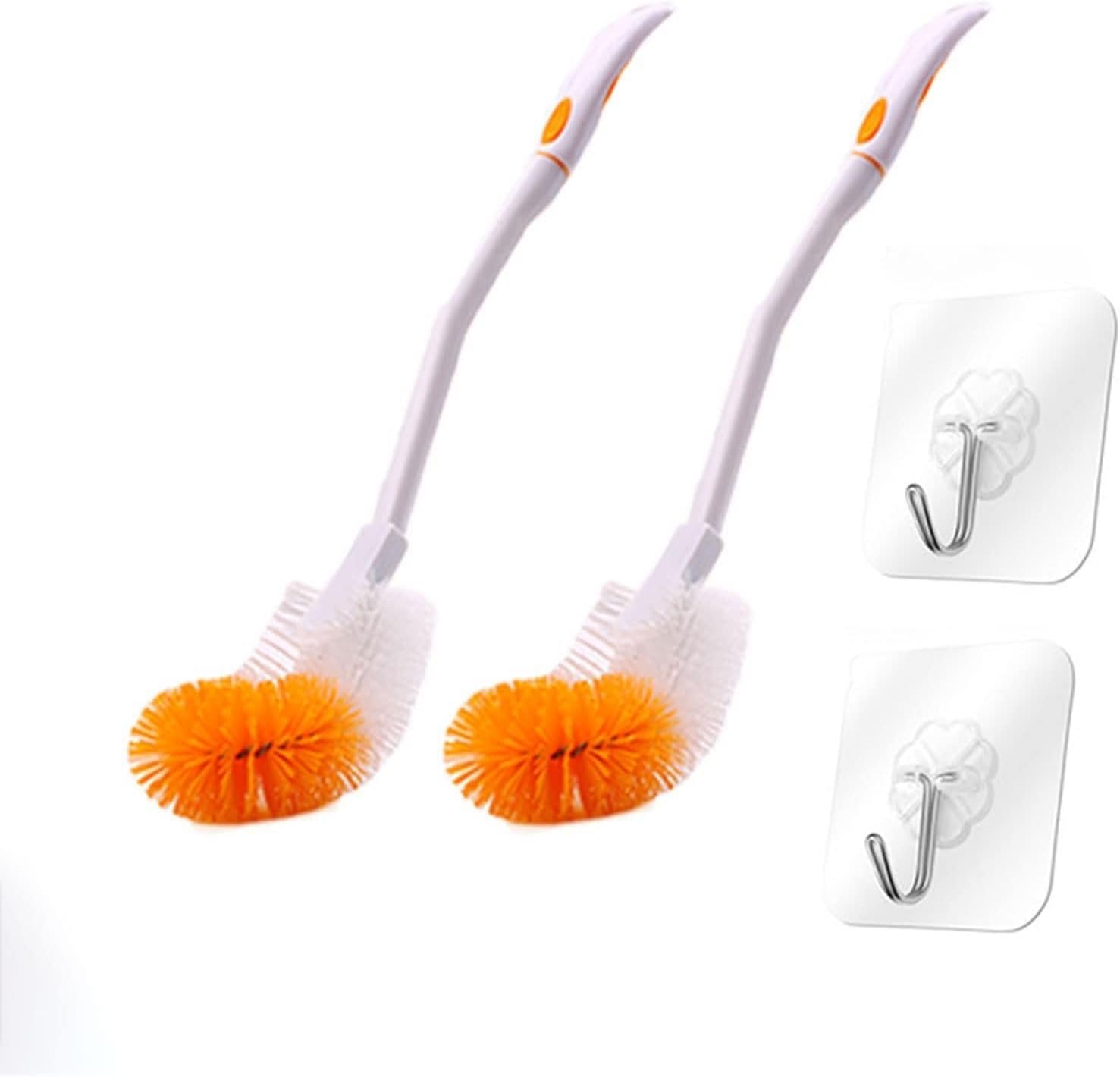 toilet brush, 2pcs Double-sided Brush Head Can Be Bent to Clean All Corners of The Groove Gap,for Bathroom Restroom Deep Cleaning Toilet