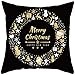 AMDXD Fundas Cojines para Sofa 40 x 40, Poliéster Fundas Cojines Negro Oro Blanco Feliz Navidad Y Corona Happy New Year