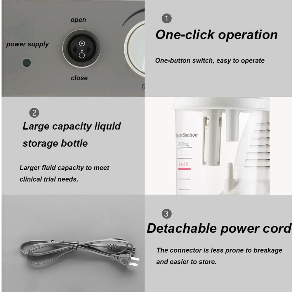Aspiratore Elettrico per Muco, Aspiratore Medico Automatico per Adulti e Bambini - Dispositivo Portatile per la Rimozione del Catarro per Assistenza Domiciliare