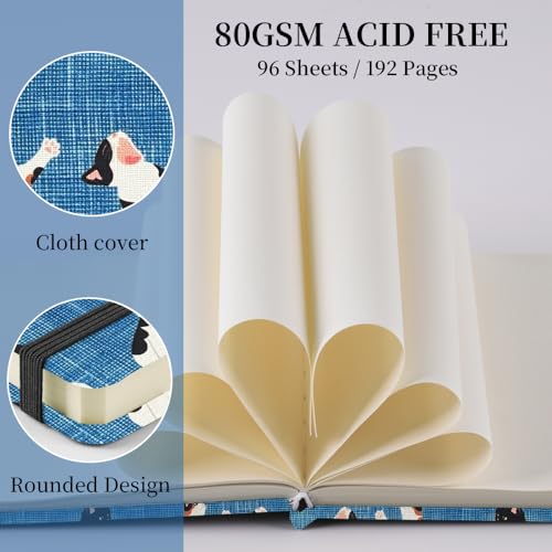 Image of 4.8 inch Pocket Sketch Book,80gsm Hardcover Art Sketchbook for Drawing Journal | Cloth Cover,80gsm Blank Paper,96Sheets,Lay-Flat,Portable Travel Creation Paint Diary Memo Planner,Dry MediaCow Cat
