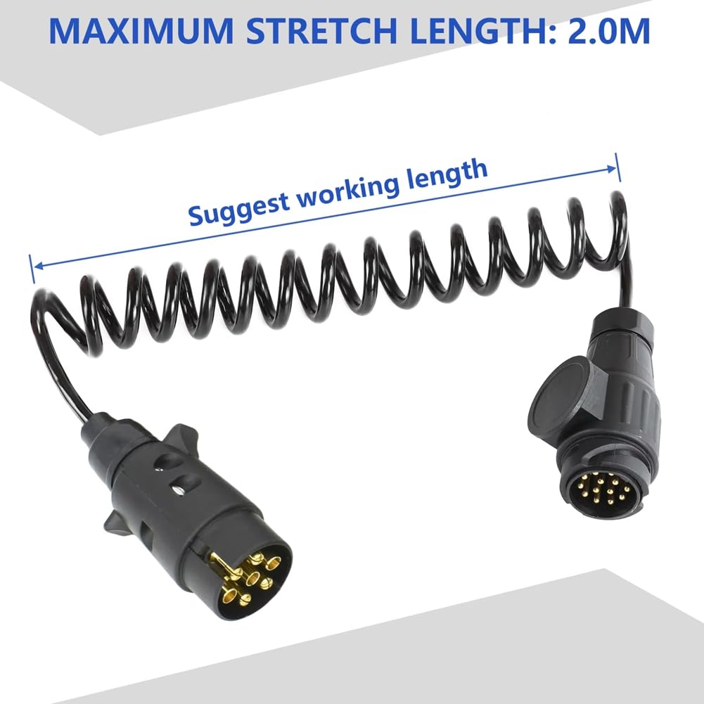 13-pinowy męski na 7-pinowy męski kabel przedłużający do przyczepy, kabel przedłużający kabel holowniczy, złącze okablowania przyczepy, wtyczka przyczepy kempingowej, przedłużacz