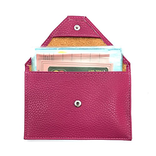 LOLUNA® Pochette Format enveloppe pour Papier Voiture, Carte Grise, permis Conduire Tout en Cuir Plusieurs Couleur Homme et Femme (Fuchsia)