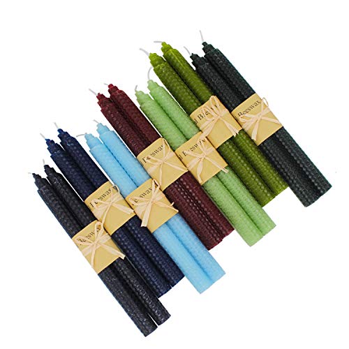 Image of 7 Pairs 100% Pure Beeswax Handmade Taper Candles, 9 Inch Smokeless Dripless Wax Candles, Beeswax Candle for Home Gift Ideas - Cool Color Set