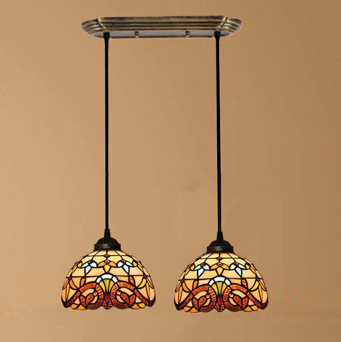 METTEOR Tiffany Style Chandeliers Pendant Hanging Light With 8 Inch Shade For Dining Room And Living Room (E2)