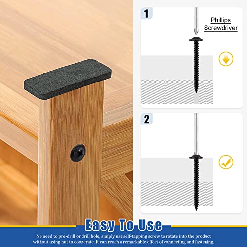 Glarks 180Pcs 6 Sizes #8 Phillips Modified Truss Head Wood Screws Assortment Kit, 8 X 1/2", 5/8", 3/4", 1", 1-1/4", 1-1/2" Black Zinc Plated Carbon Steel Self Tapping Sheet Metal Screws Set #TOP5