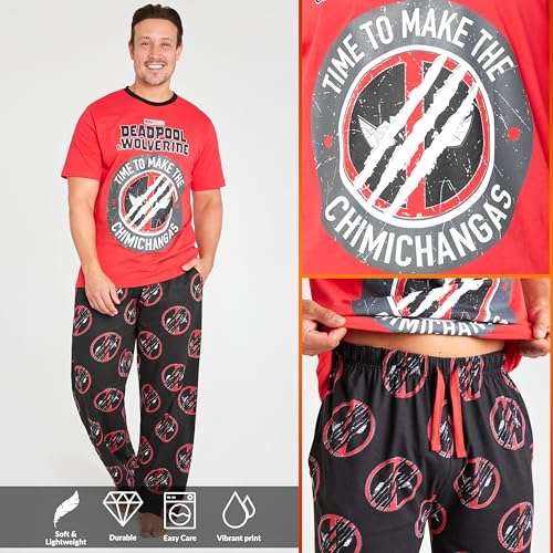 Marvel Deadpool and Wolverine Mens Pajama Set, Soft Comfy Loungewear PJ Set - Gifts for Men3