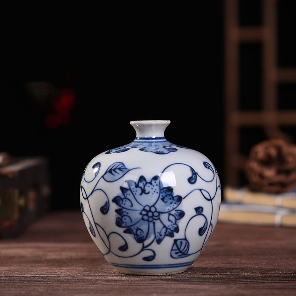 asdchZen Small Blue And White Porcelain Vases Blue Chinoiserie Decor Ceramic Flower Vases Chinoiserie Porcelain Classic Decor For Ornamental Vase Table Centerpieces Bookshelf Decor,D