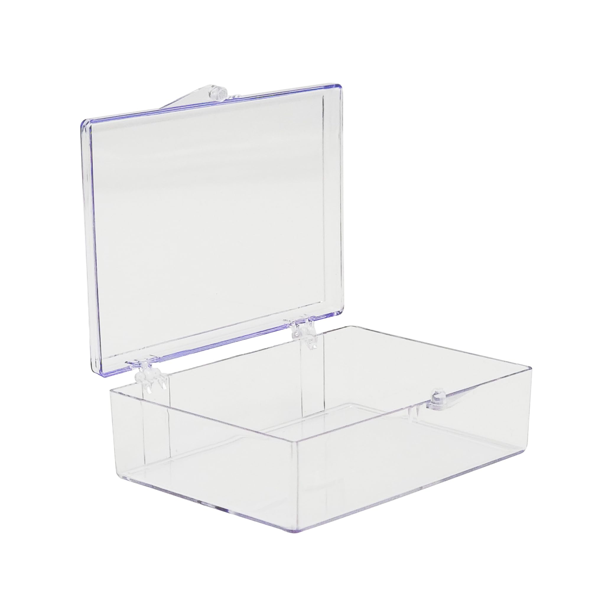 Clear Hard Plastic Hinged Lid Box, Trading Card Storage Box and Display Case for Collectibles, 3 1/2" L x 2 9/16" W x 1" H, 10 Boxes, Made in USA