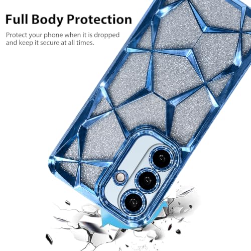 Image of VONZEE Gradient Glitter Case for Samsung Galaxy M56 / F56, Luxury Electroplated 3D Cube, Diamond Bling Shiny Soft TPU Clear Shockproof Women Girls Protective Phone Cover (Sierra)