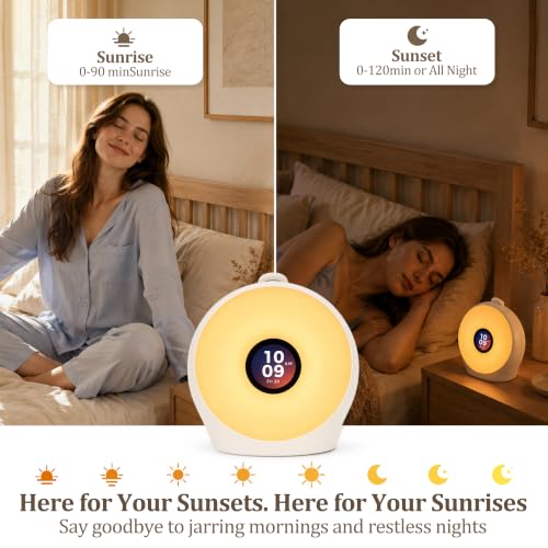 DREYNAR Sunrise Alarm Clock with 3 Unique Wake Up Modes for Every Sleeper, Sound Machine Night Light with 10 Natural White Noise Sounds and 8 Dimmable Ambient Mood Lighting for Bedrooms, Adults, Kids — view 6