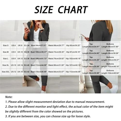 Plus Size Womens Casual and Business Suit Set, Solid Long Sleeve Blazer and Pencil Pant Sets Suits 2 Piece Set Business3