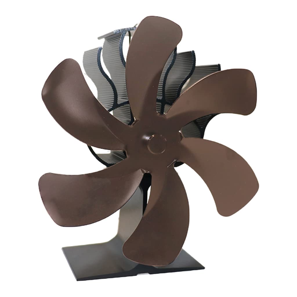 Kalttoy Bronze 6-Blade Heat Powered Stove Fan For Wood Log Larger Air Home Fan Efficient Heat Distribution