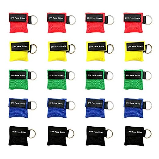 Máscara de proteção facial Aoutacc CPR, máscara de chaveiro, kit de emergência descartável CPR Face Shields Pocket Mask para treinamento de reanimação cardíaca de primeiros socorros, 20 Pack