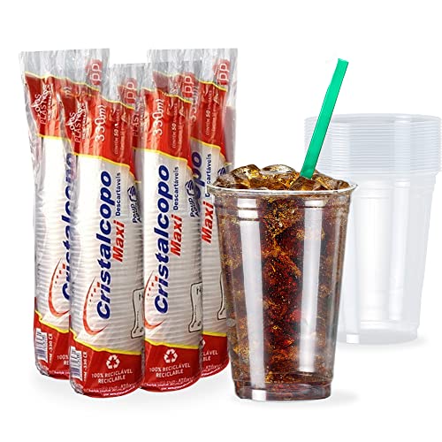 200un Copo Plástico Liso Descartável Resistente 330ml Drinks