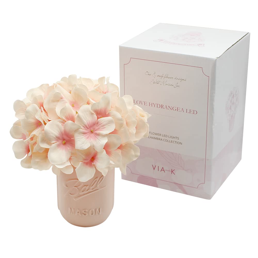 Flower Table Lamp, Designed in Korea, Desk LED Night Light for Home Living Room Decor, Artificial Flower with Vase Table for Birthday Holiday Party, Wedding Room Decoration (Pink)