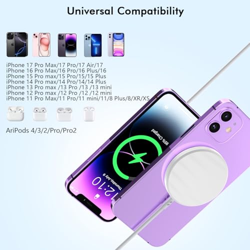 Image of Magnetic iPhone Wireless Charger,6FT Fast Charging Apple Mag Safe Charger | Wireless Charging Pad for iPhone Air /17 Pro Max /16 Pro /16 Plus /15 Pro /14 /13 /12 /11 /AirPods 3 /Pro 3 /2 Phone Mag safe Charge Pad