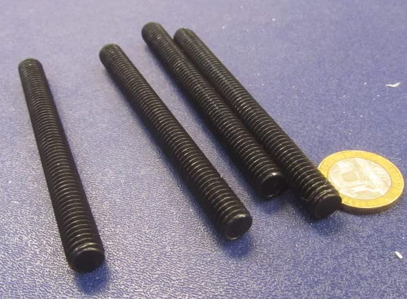 Black Oxide Grade B7 Steel Fully Threaded Round Rod, 3/8"-16 Diameter x 4.00" Length, 4 Pcs.