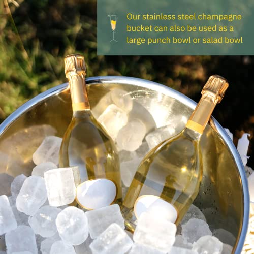 Glotime Ice Bucket For Parties - Silver Stainless Steel Champagne Bowl - Punch Bowl - Pedestal Base, Party Sized, 12L #TOP1