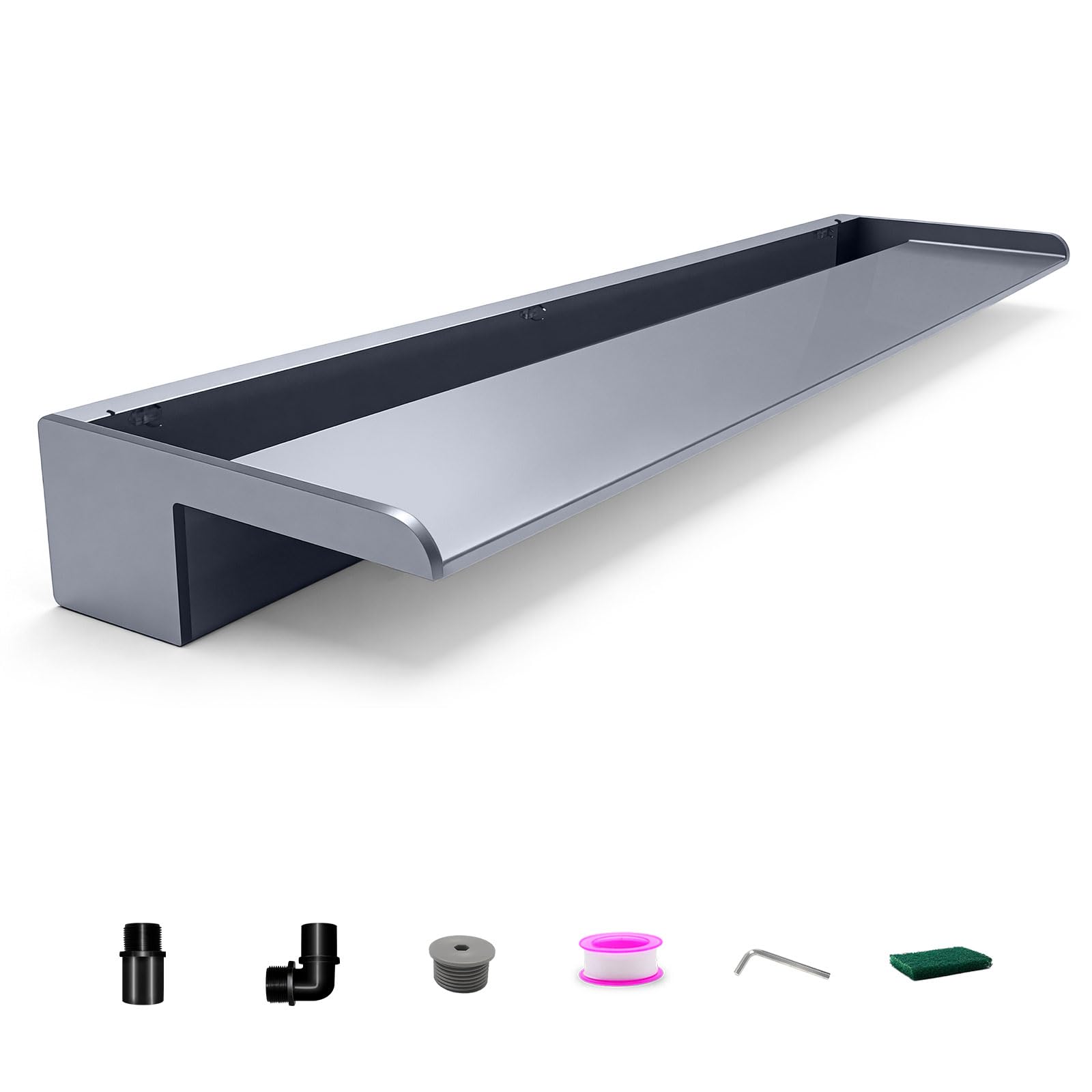 Troppopieno a cascata per esterni, troppopieno in acrilico, cascate di stagno koi per giardino, terrazza e piscina, 90 cm